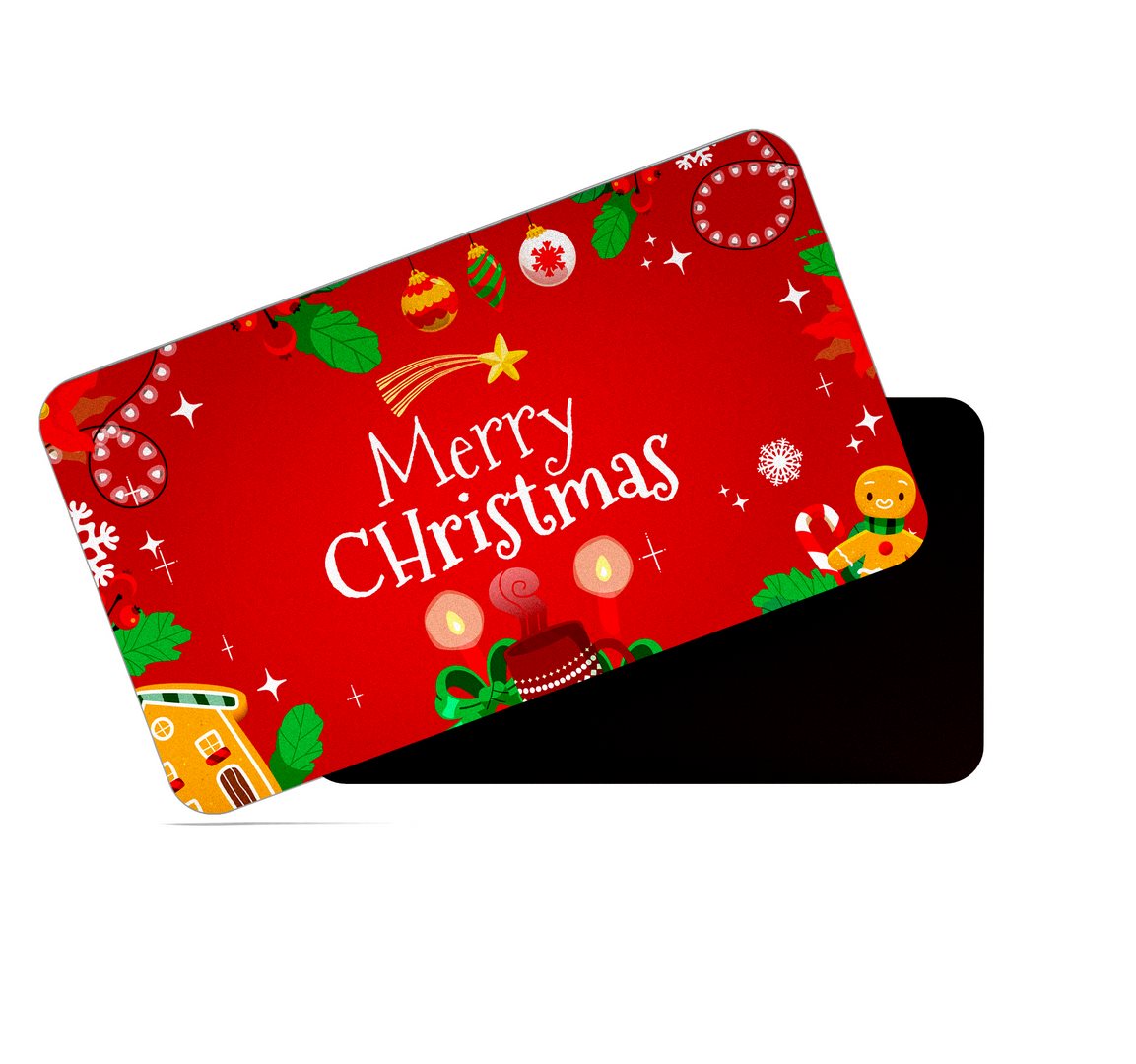 dhcrafts Red Merry Christmas Design Rectangular Rubber Matte Finish Fridge Magnet / Magnetic Card Pack of 1 (8.6cm x 5.4cm)