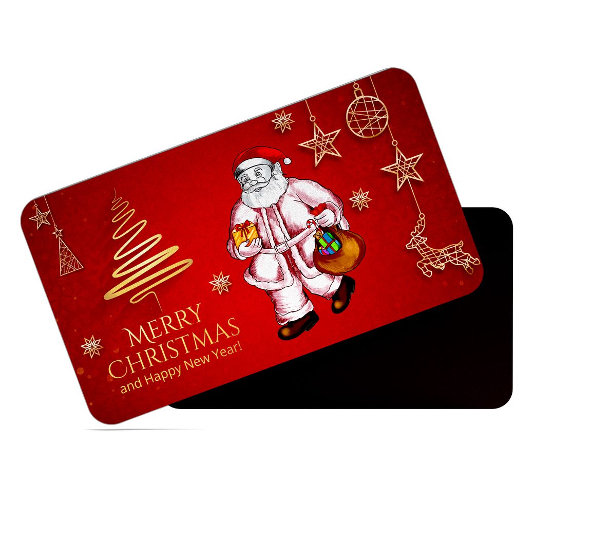 dhcrafts Red Merry Christmas Santa Clause Design Rectangular Rubber Matte Finish Fridge Magnet / Magnetic Card Pack of 1 (8.6cm x 5.4cm)