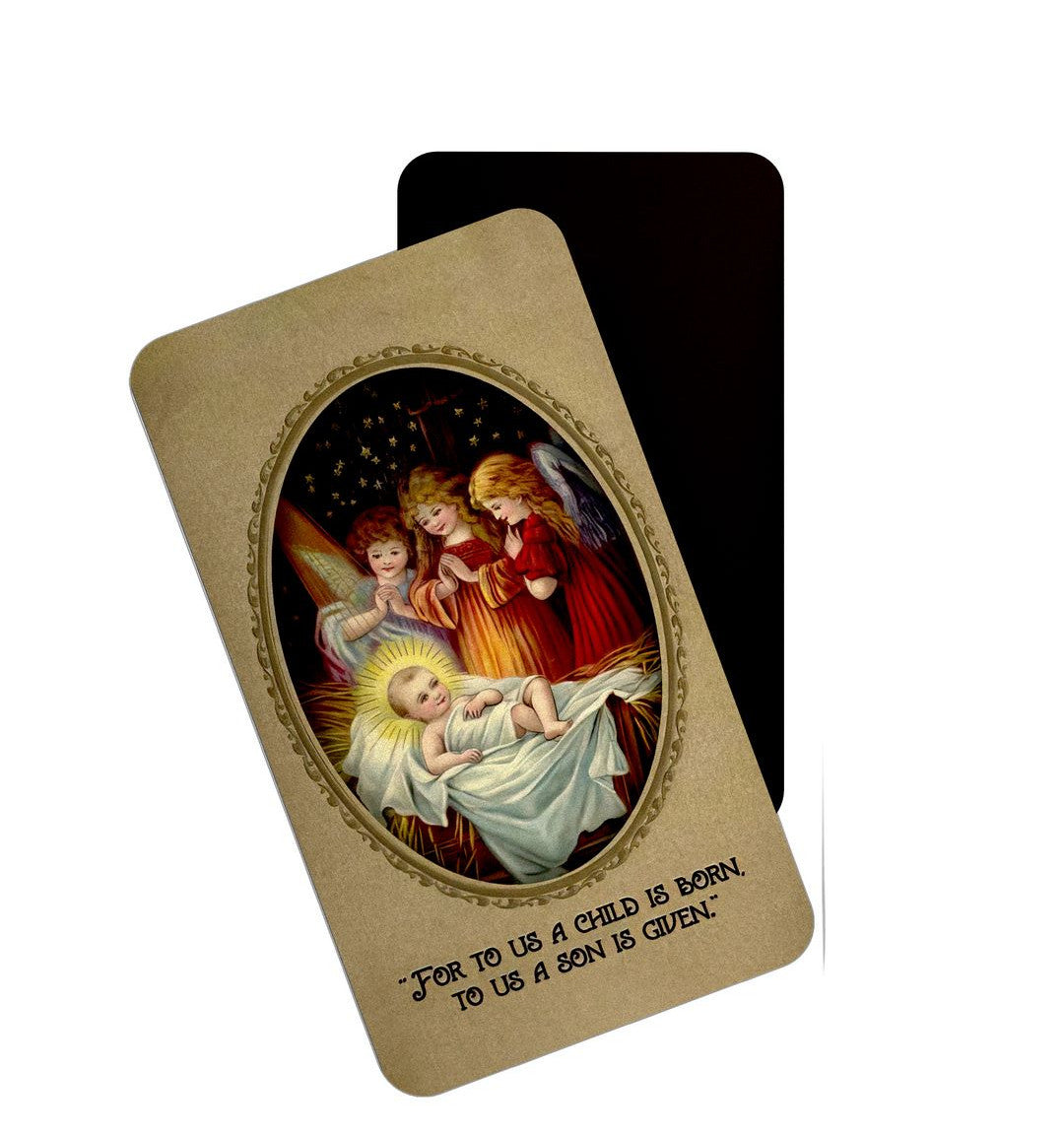 dhcrafts Brown Baby Jesus Christ With Angels Design Rectangular Rubber Matte Finish Fridge Magnet / Magnetic Card Pack of 1 (8.6cm x 5.4cm)