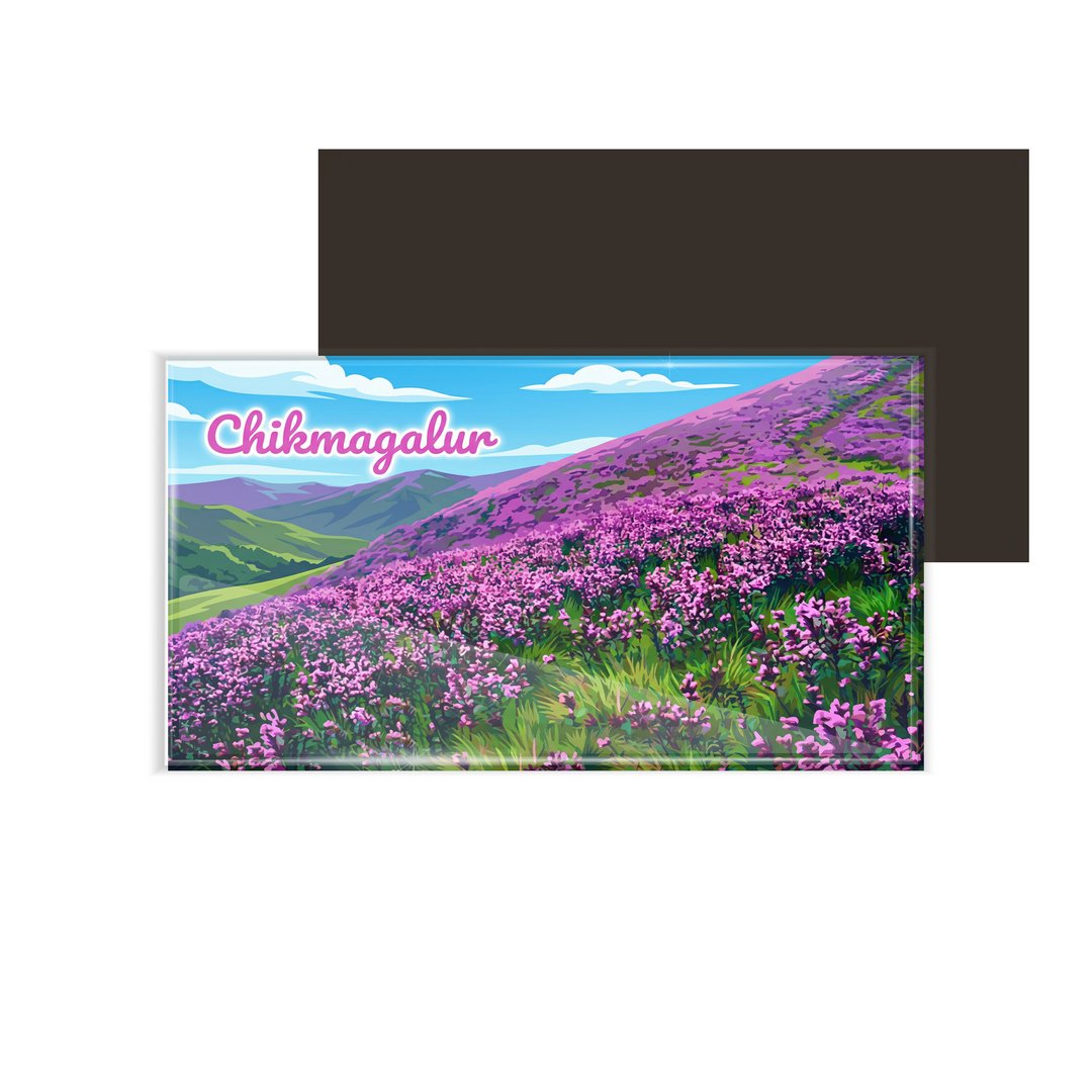 dhcrafts Karnataka Neelakurinji Mountains Chikmagalur Design Rectangular Fridge Magnet Pack of 1 (8.6cm x 5.4cm)