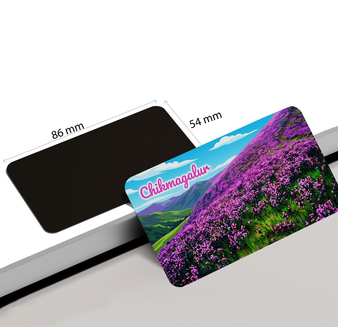dhcrafts Karnataka Neelakurinji Mountains Chikmagalur Design Rectangular Fridge Magnet Pack of 1 (8.6cm x 5.4cm)