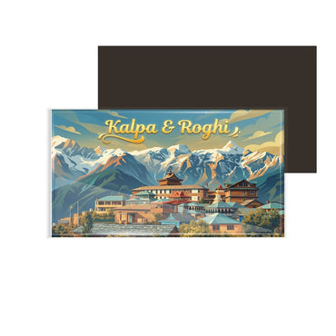 dhcrafts Himachal Pradesh Kalpa and Roghi Design Rectangular Fridge Magnet Pack of 1 (8.6cm x 5.4cm)