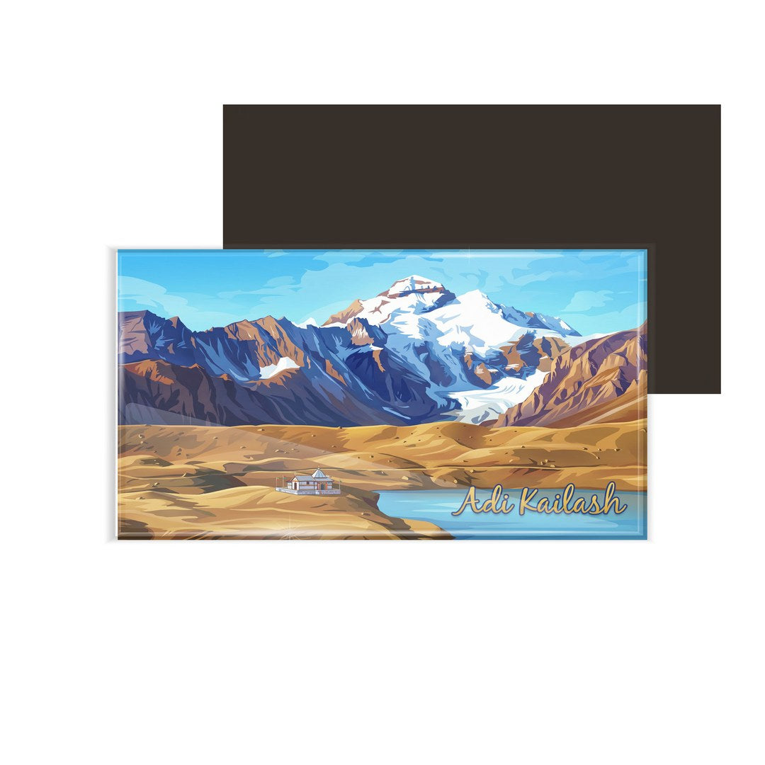 dhcrafts Uttarakhand Adi Kailash Design Rectangular Fridge Magnet Pack of 1 (8.6cm x 5.4cm)