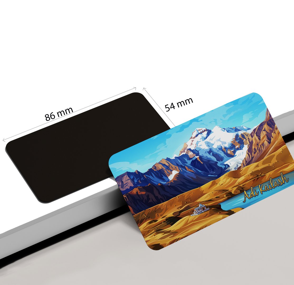 dhcrafts Uttarakhand Adi Kailash Design Rectangular Fridge Magnet Pack of 1 (8.6cm x 5.4cm)