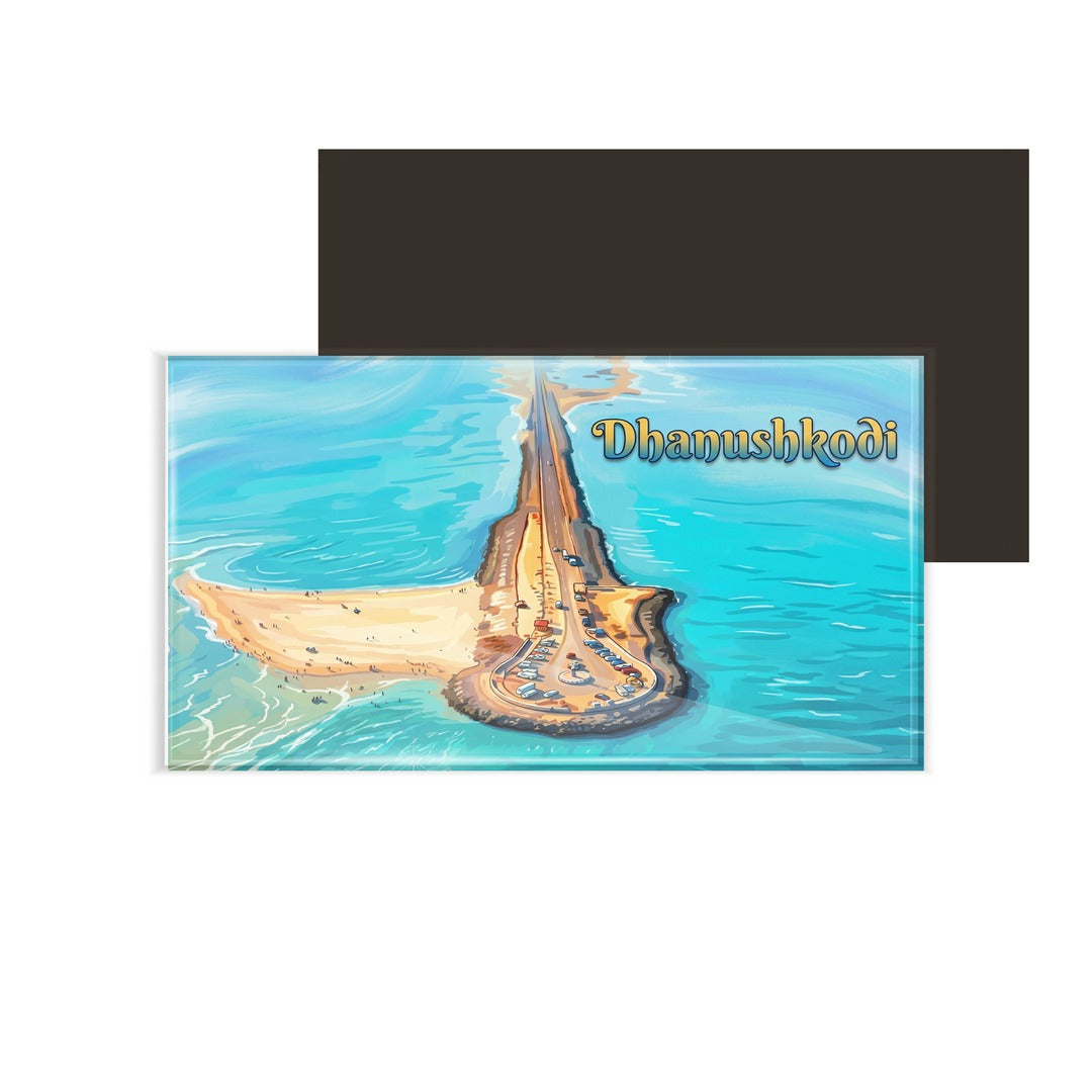 dhcrafts Tamil Nadu Dhanushkodi Design Rectangular Fridge Magnet Pack of 1 (8.6cm x 5.4cm)