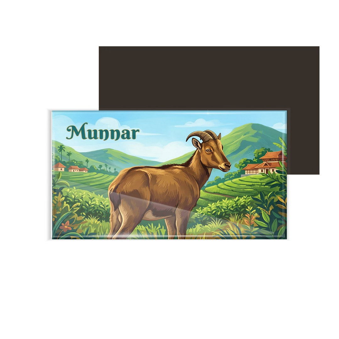 dhcrafts Kerala Munnar Wild Goat Design Rectangular Fridge Magnet Pack of 1 (8.6cm x 5.4cm)