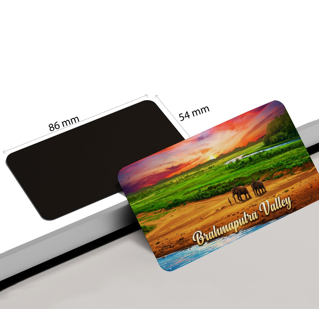dhcrafts Assam Brahmaputra Valley Design Rectangular Fridge Magnet Pack of 1 (8.6cm x 5.4cm)