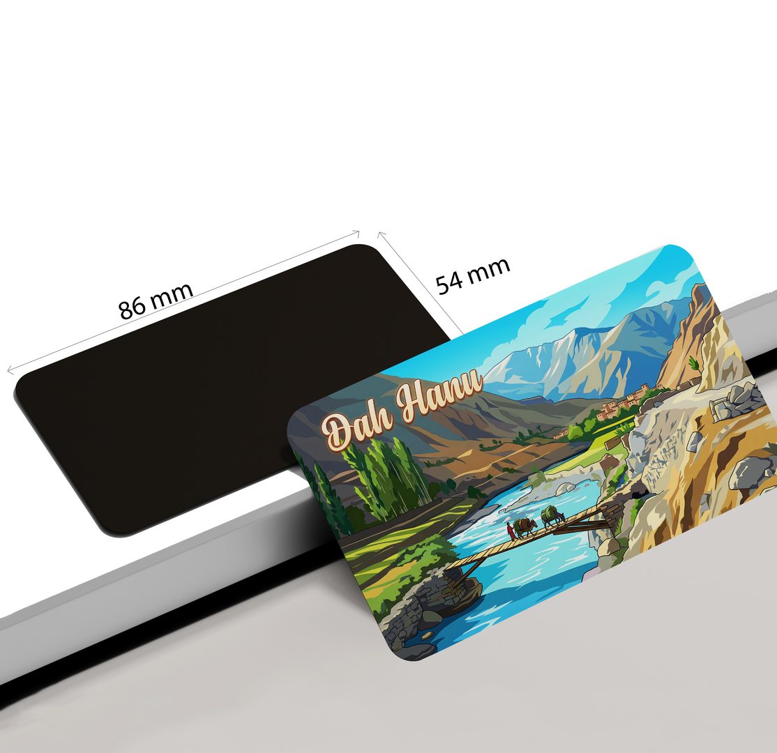 dhcrafts Ladakh Dah Hanu Valley Design Rectangular Fridge Magnet Pack of 1 (8.6cm x 5.4cm)