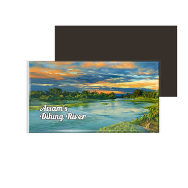 dhcrafts Assam Dihing Valley Design Rectangular Fridge Magnet Pack of 1 (8.6cm x 5.4cm)