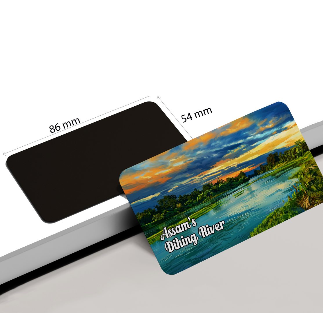 dhcrafts Assam Dihing Valley Design Rectangular Fridge Magnet Pack of 1 (8.6cm x 5.4cm)