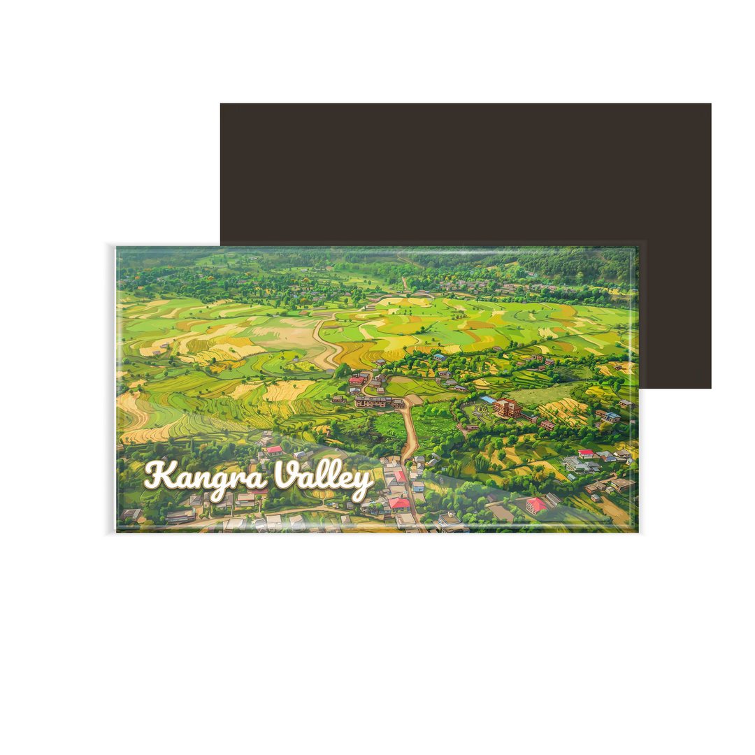 dhcrafts Himachal Pradesh Kangra Valley Design Rectangular Fridge Magnet Pack of 1 (8.6cm x 5.4cm)