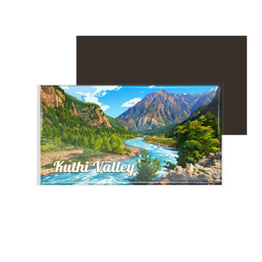 dhcrafts Uttarakhand Kuthi Valley Design Rectangular Fridge Magnet Pack of 1 (8.6cm x 5.4cm)