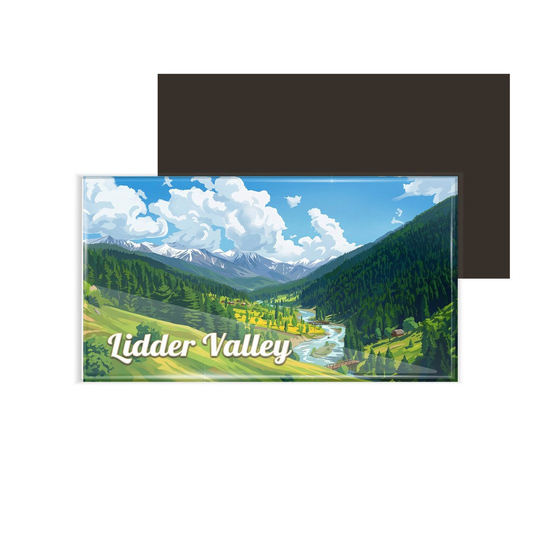 dhcrafts Kashmir Lid Valley Design Rectangular Fridge Magnet Pack of 1 (8.6cm x 5.4cm)