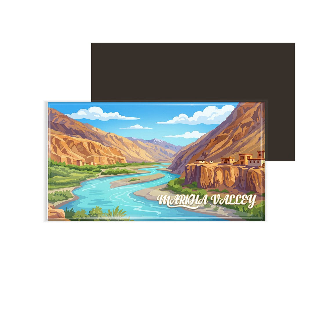 dhcrafts Ladakh Markha Valley Design Rectangular Fridge Magnet Pack of 1 (8.6cm x 5.4cm)