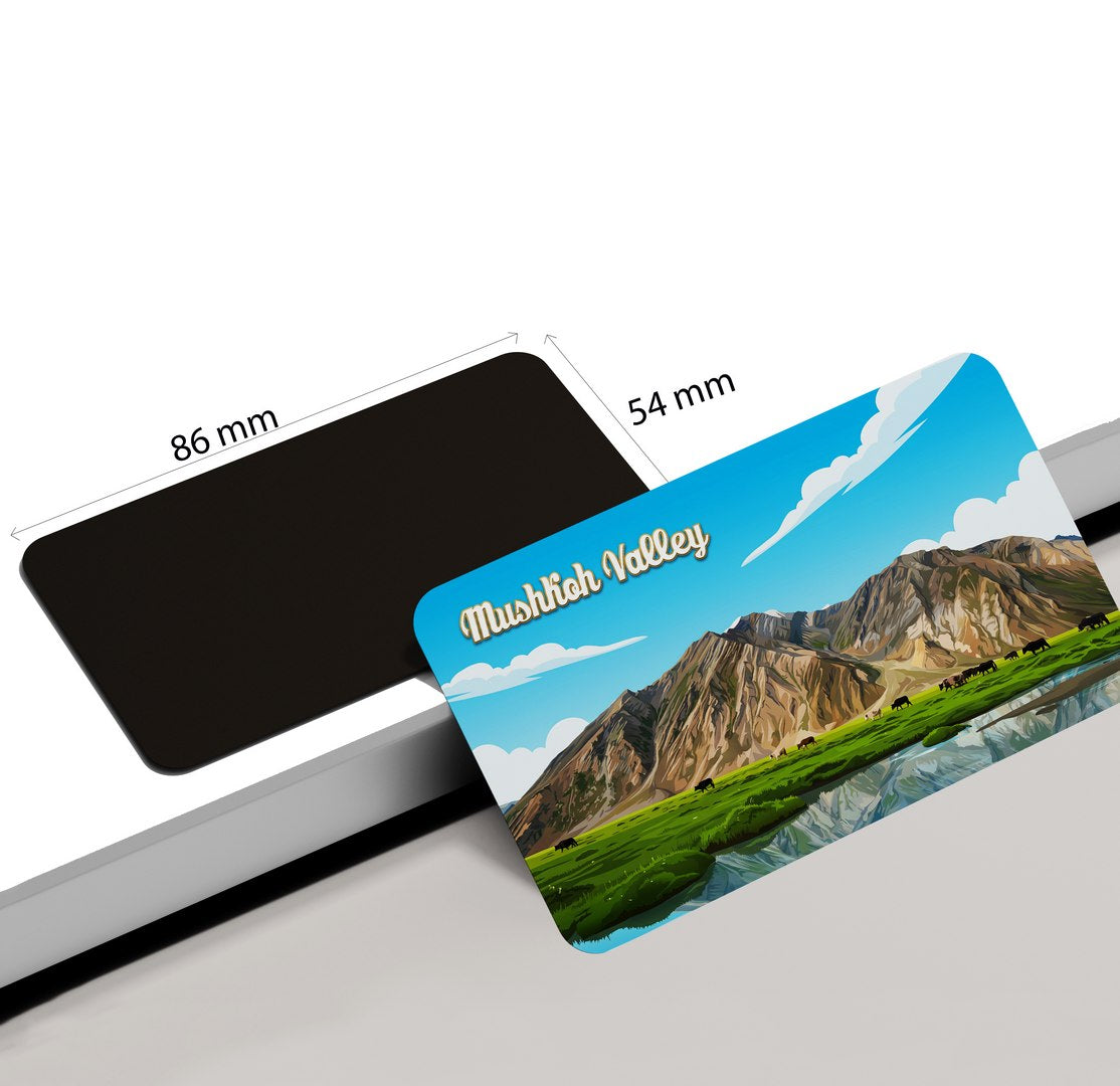dhcrafts Ladakh Mushkoh Valley Design Rectangular Fridge Magnet Pack of 1 (8.6cm x 5.4cm)