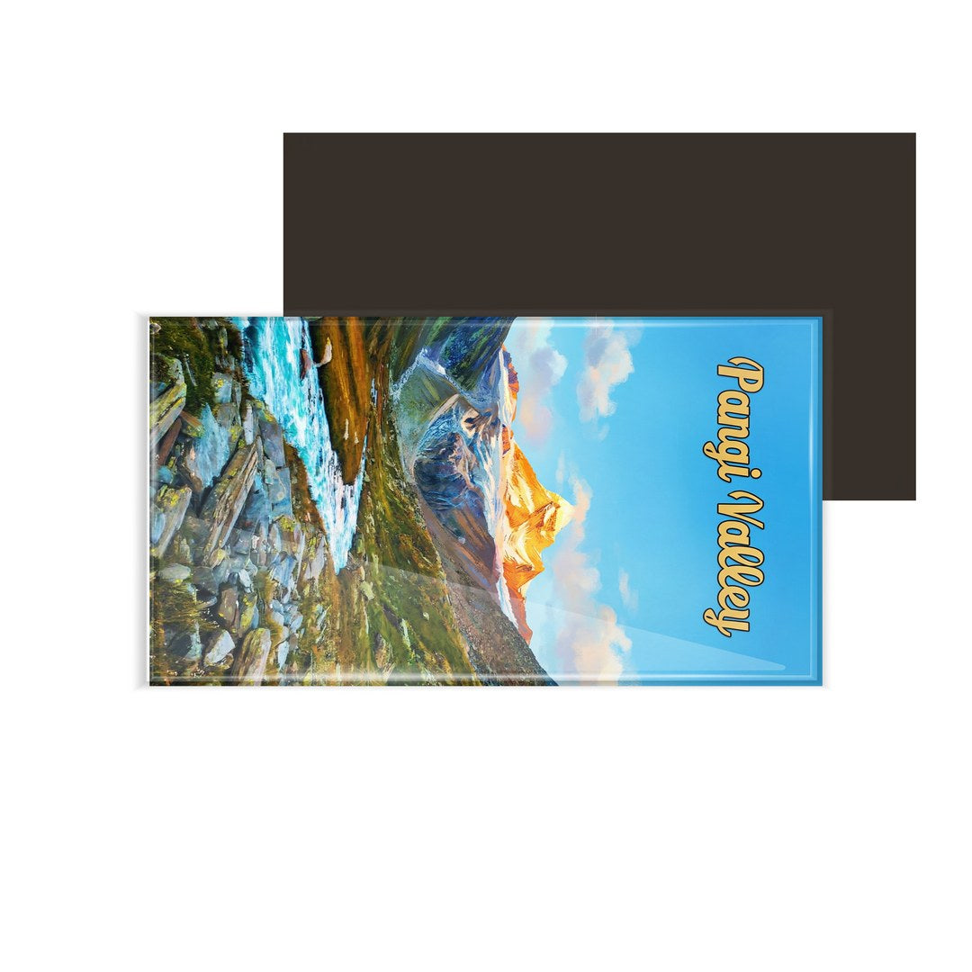 dhcrafts Himachal Pradesh Pangi Valley Design Rectangular Fridge Magnet Pack of 1 (8.6cm x 5.4cm)