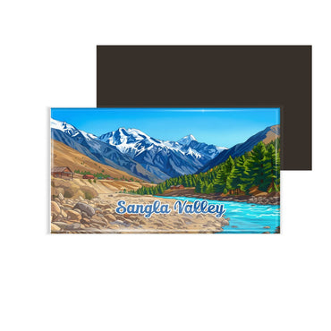 dhcrafts Himachal Pradesh Sangla Valley Design Rectangular Fridge Magnet Pack of 1 (8.6cm x 5.4cm)