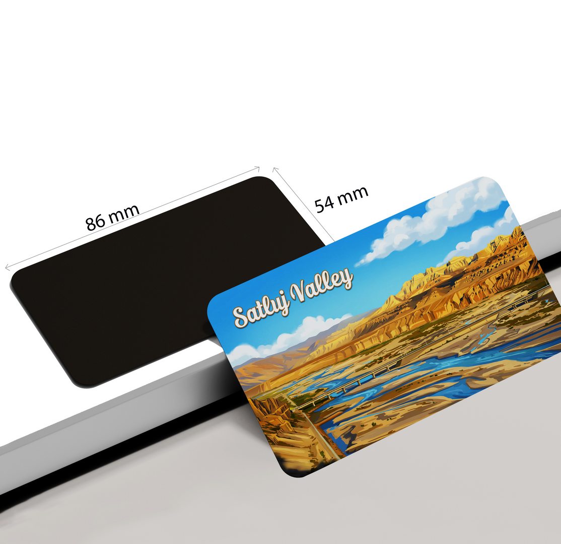 dhcrafts Himachal Pradesh Satluj Valley Design Rectangular Fridge Magnet Pack of 1 (8.6cm x 5.4cm)