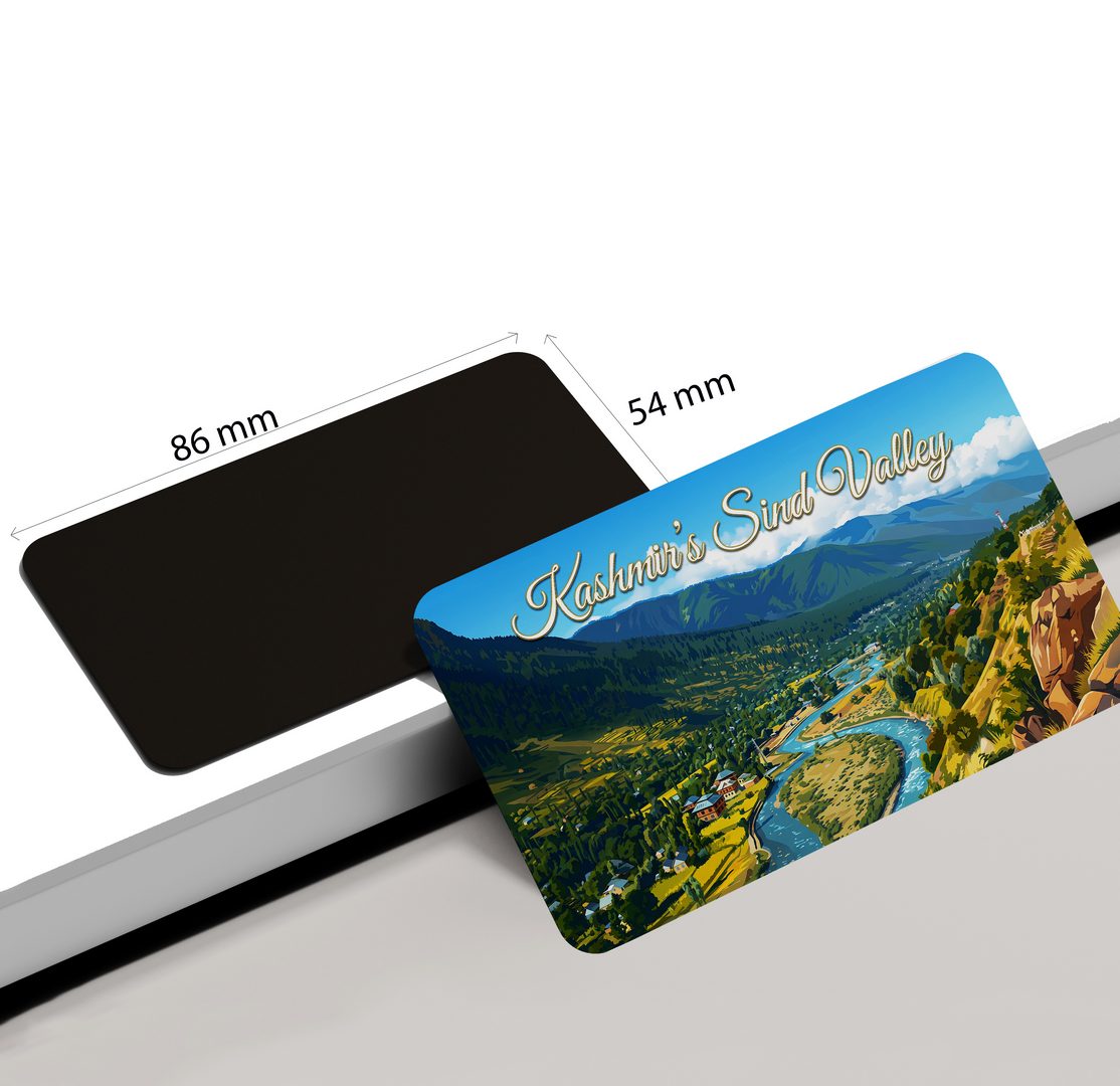 dhcrafts Jammu and Kashmir Sind Valley Design Rectangular Fridge Magnet Pack of 1 (8.6cm x 5.4cm)