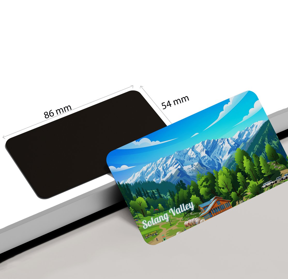 dhcrafts Himachal Pradesh Solang Valley Design Rectangular Fridge Magnet Pack of 1 (8.6cm x 5.4cm)