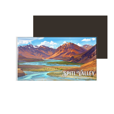 dhcrafts Himachal Pradesh Spiti Valley Design Rectangular Fridge Magnet Pack of 1 (8.6cm x 5.4cm)