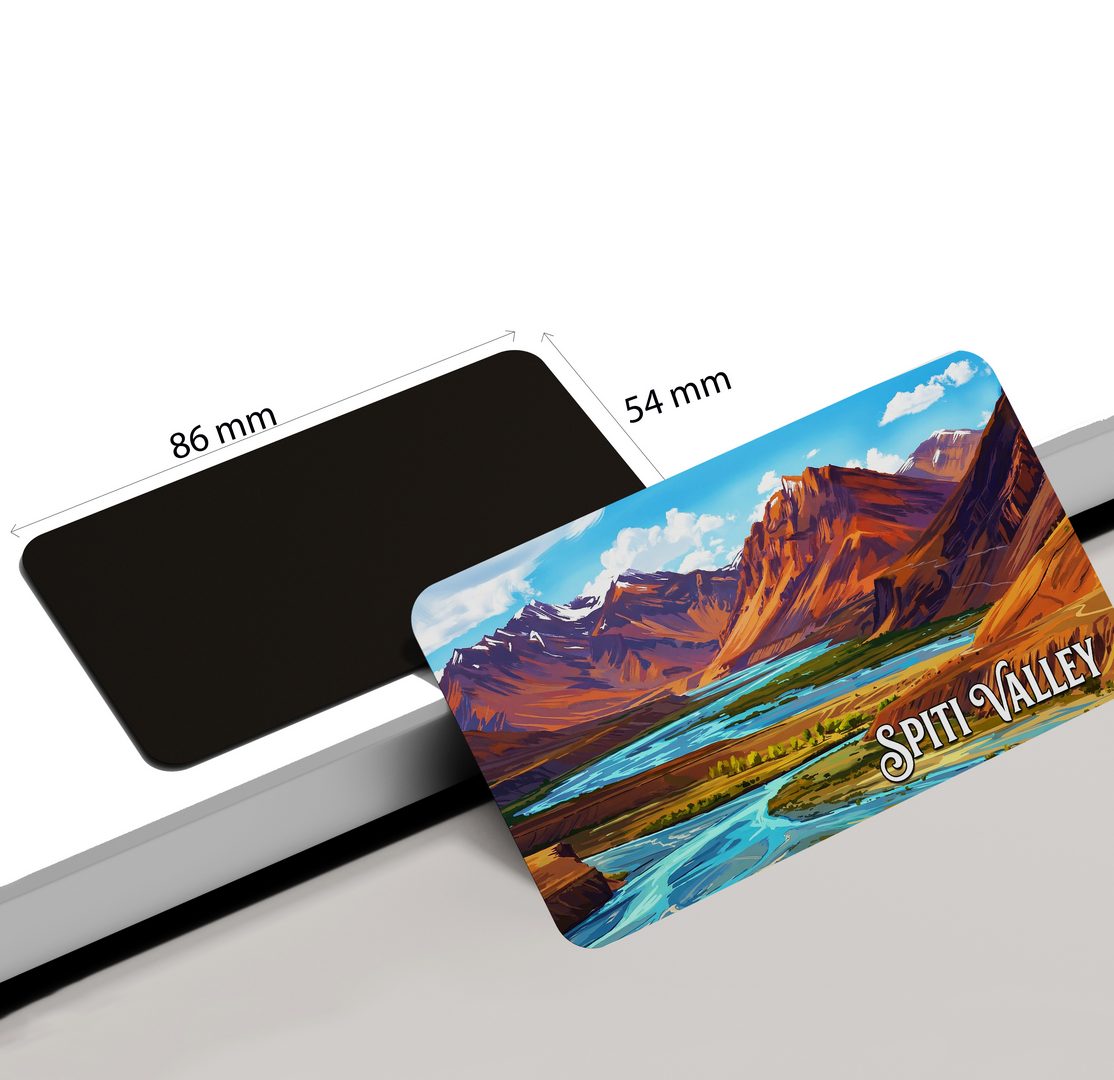 dhcrafts Himachal Pradesh Spiti Valley Design Rectangular Fridge Magnet Pack of 1 (8.6cm x 5.4cm)