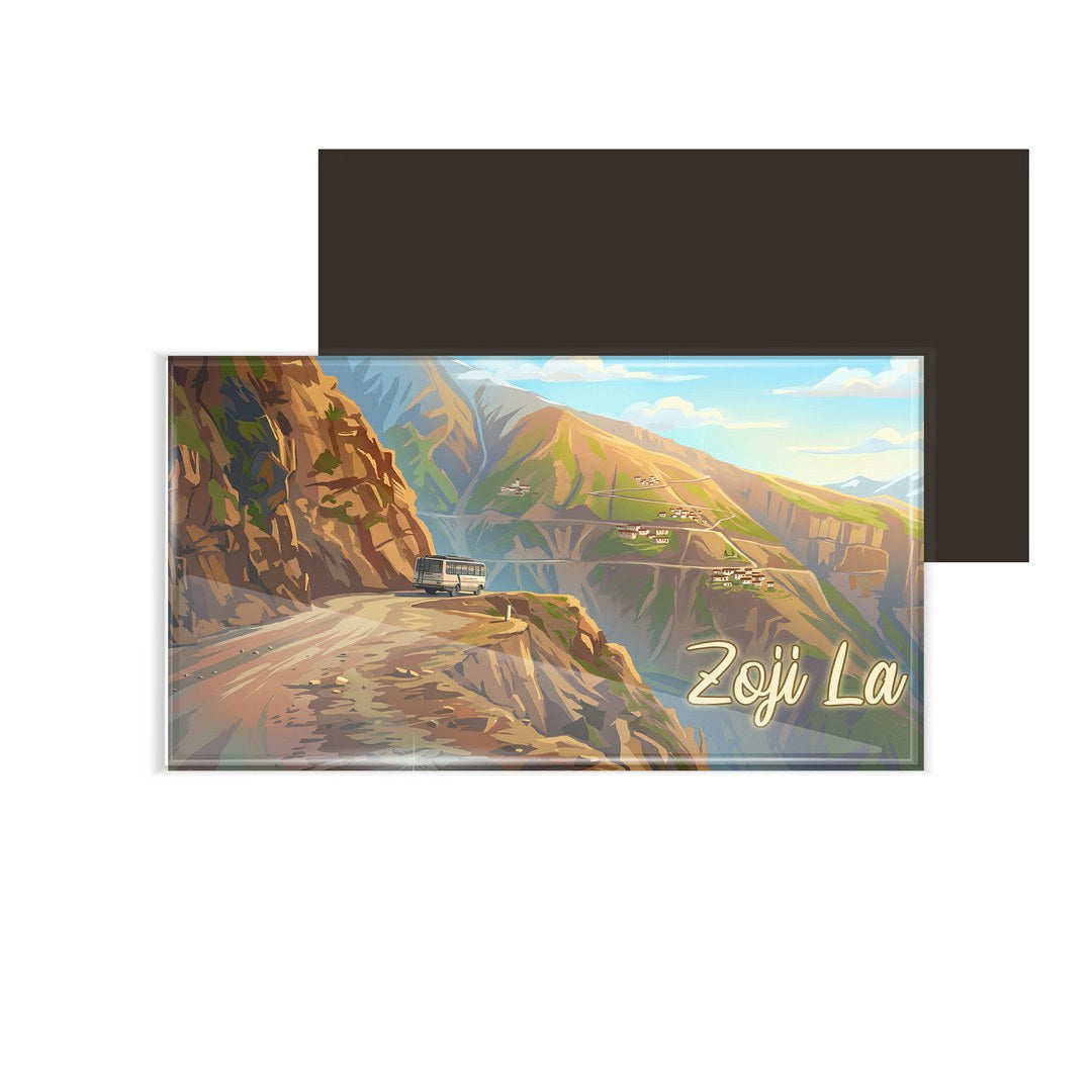 dhcrafts Jammu and Kashmir Zoji Valley Design Rectangular Fridge Magnet Pack of 1 (8.6cm x 5.4cm)