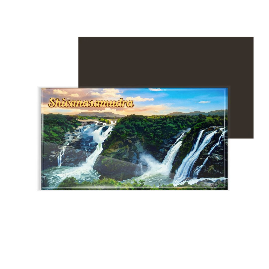 dhcrafts Karnataka Shivanasamudra D1 Design Rectangular Fridge Magnet Pack of 1 (8.6cm x 5.4cm)