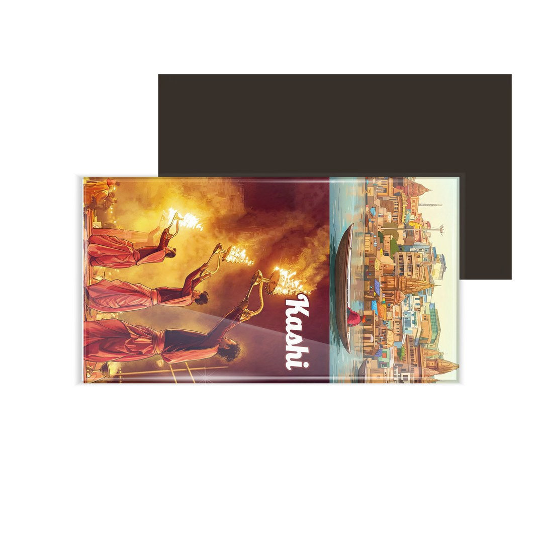 dhcrafts Uttar Pradesh kashi Varanasi Design Rectangular Fridge Magnet Pack of 1 (8.6cm x 5.4cm)