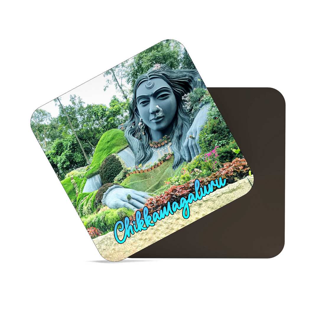 dhcrafts Fridge Magnet Square Acrylic Glass Karnataka Chikmagalur lady sculpture Design Pack of 1 (8.4cm x 8.4cm)