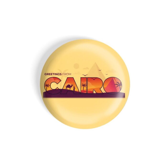 dhcrafts Magnetic Badges Orange Colour Travel Cairo Glossy Finish Design Pack of 1