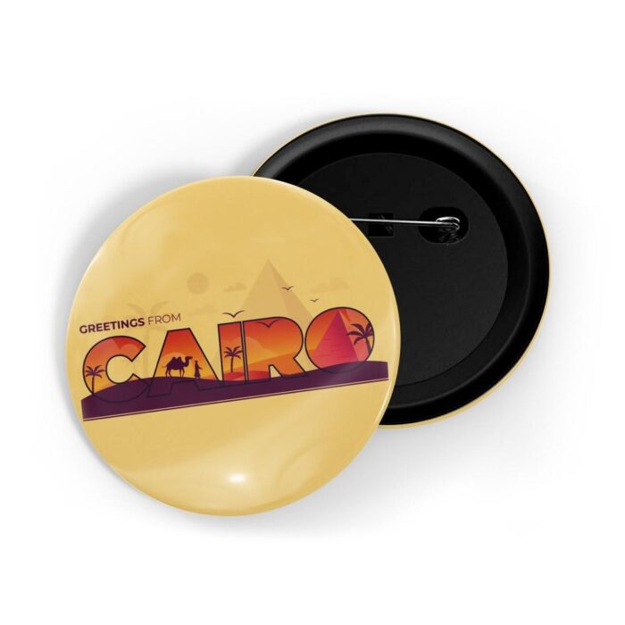 dhcrafts Pin Badges Orange Colour Travel Cairo Glossy Finish Design Pack of 1