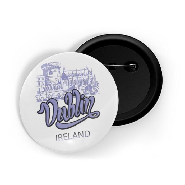 dhcrafts Pin Badges White Colour Travel Dublin Ireland Glossy Finish Design Pack of 1