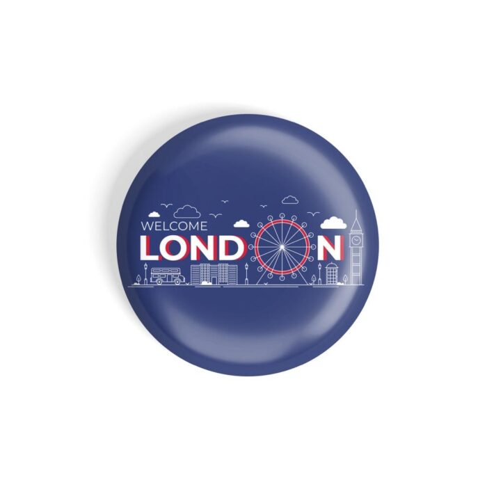 dhcrafts Magnetic Badges Blue Colour Travel London Glossy Finish Design Pack of 1