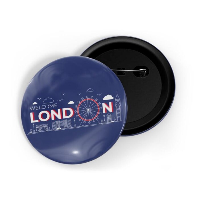 dhcrafts Pin Badges Blue Colour Travel London Glossy Finish Design Pack of 1