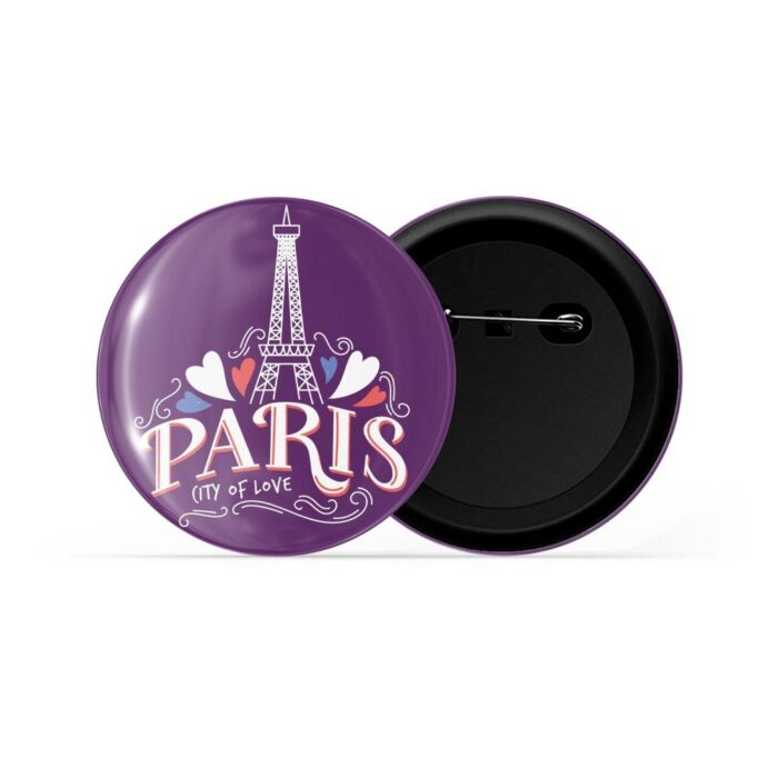 dhcrafts Pin Badges Purple Colour Travel Paris Purple Glossy Finish Design Pack of 1