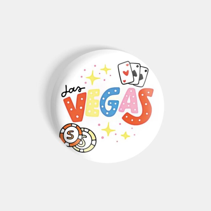 dhcrafts Magnetic Badges White Colour Travel Las Vegas Glossy Finish Design Pack of 1