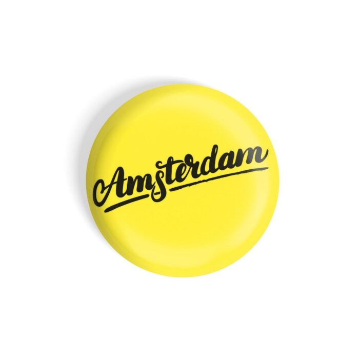 dhcrafts Pin Badges Yellow Colour Travel Amsterdam Glossy Finish Design Pack of 1