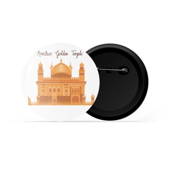dhcrafts Pin Badges White Colour Travel Amritsar Golden Temple Glossy Finish Design Pack of 1