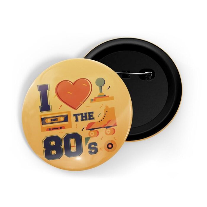 dhcrafts Pin Badges Orange Colour Positivity I Love The 80's Glossy Finish Design Pack of 1