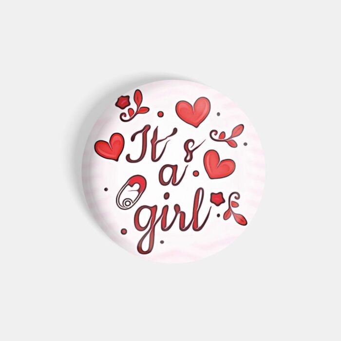 dhcrafts Magnetic Badges White Colour Family It's A Girl Glossy Finish Design Pack of 1