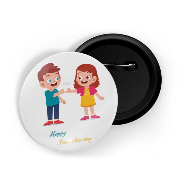 dhcrafts Pin Badges White Colour Special days Happy Friendship Day Glossy Finish Design Pack of 1