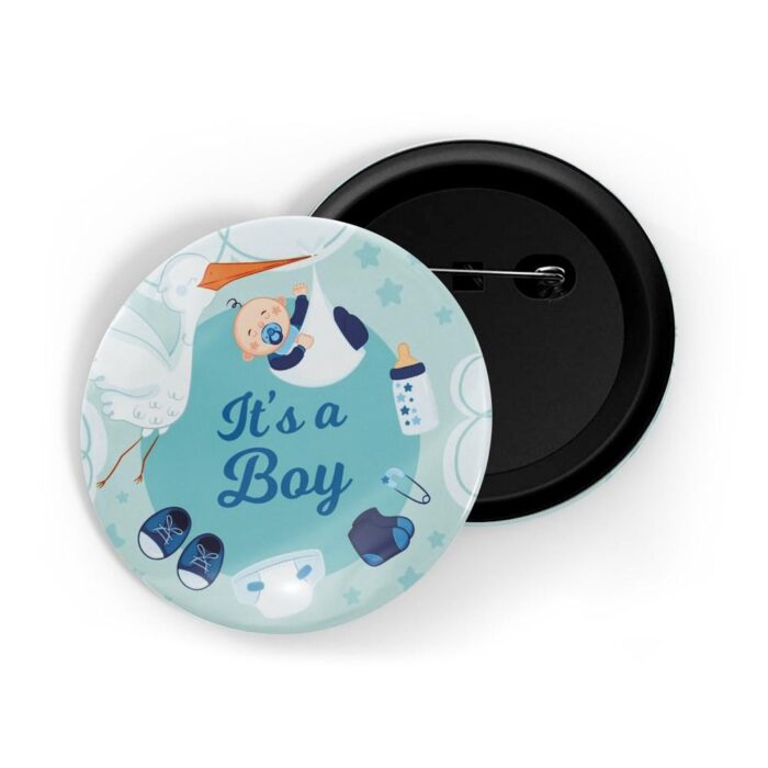 dhcrafts Pin Badges Blue Colour Family It's A Boy Strok Carrying Baby Glossy Finish Design Pack of 1