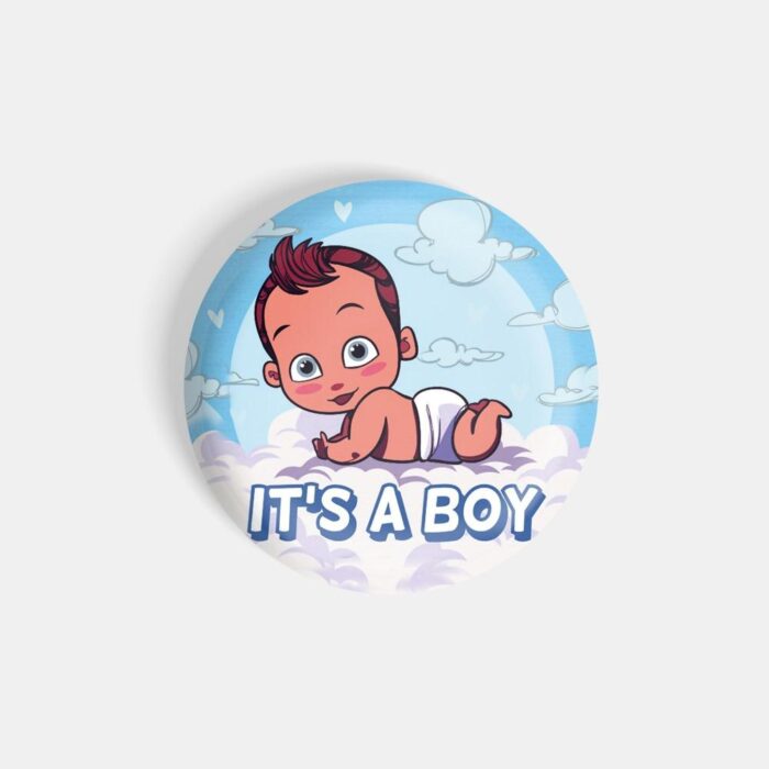dhcrafts Magnetic Badges Blue Colour Family It's A Boy Baby Glossy Finish Design Pack of 1
