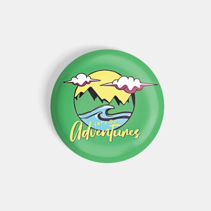 dhcrafts Pin Badges Green Colour Travel Let's Go Adventures Glossy Finish Design Pack of 1