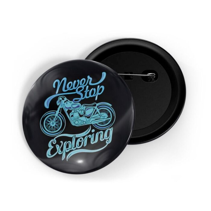 dhcrafts Pin Badges Blue Colour Sports Never Stop Exploring Glossy Finish Design Pack of 1