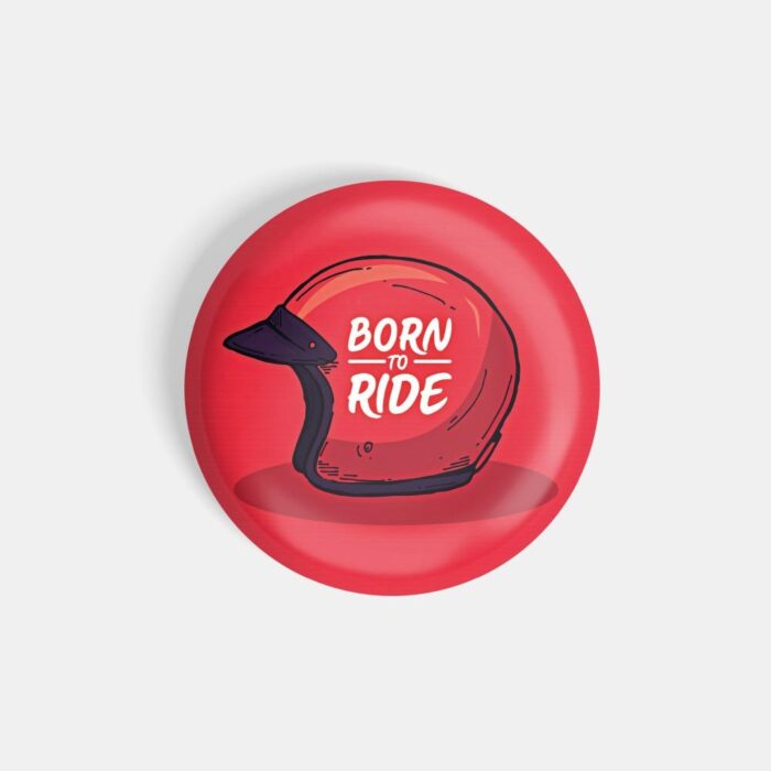 dhcrafts Magnetic Badges Red Colour Sports Born To Ride Helmet Glossy Finish Design Pack of 1