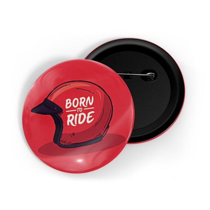 dhcrafts Pin Badges Red Colour Sports Born To Ride Helmet Glossy Finish Design Pack of 1