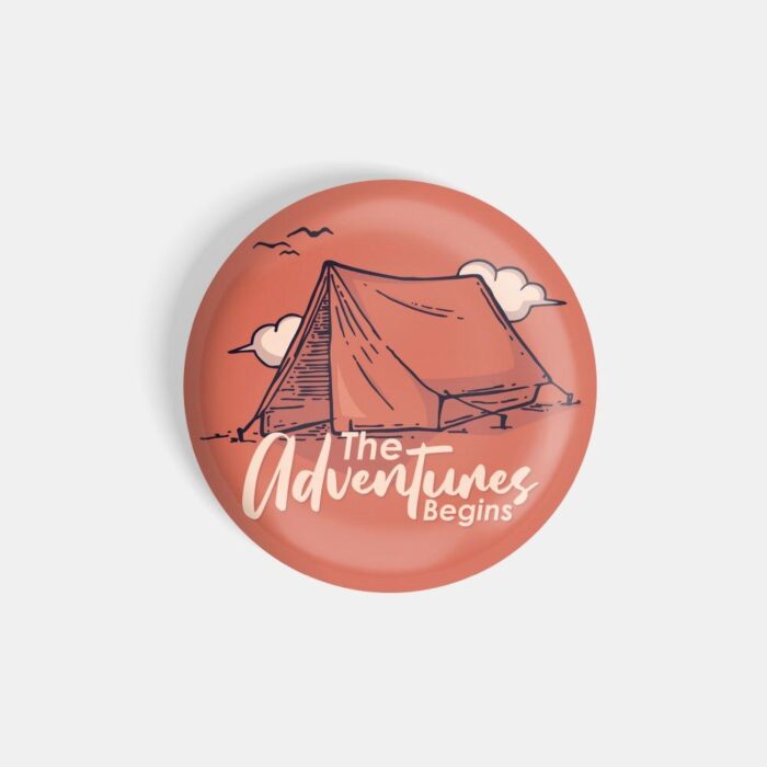 dhcrafts Pin Badges Orange Colour Sports The Adventure Begins Camping Glossy Finish Design Pack of 1