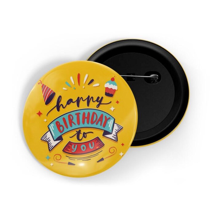 dhcrafts Pin Badges Yellow Colour Special days Happy Birthday To You Yellow Glossy Finish Design Pack of 1